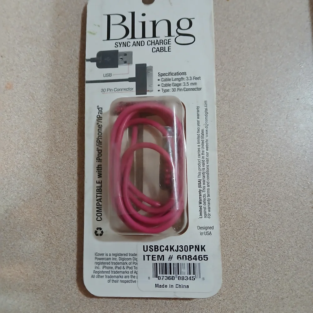 Pink Bling Sync and Charge Cable
